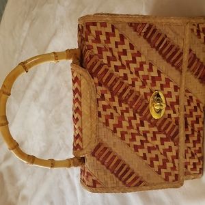 VINTAGE RED STRAW PURSE